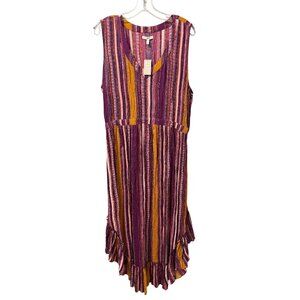 Maurices XXL Sleeveless Striped Maxi Dress With Ruffle Hem Dress. NWT